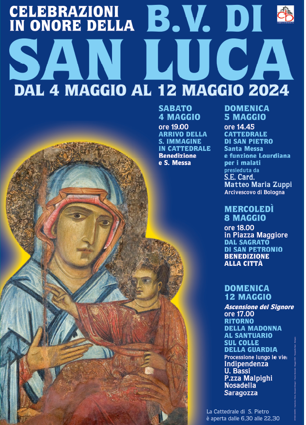 S.Messa per i malati Domenica 5 maggio 2024 alle 14:45, nelle celebrazioni in onore della B.V. di San Luca